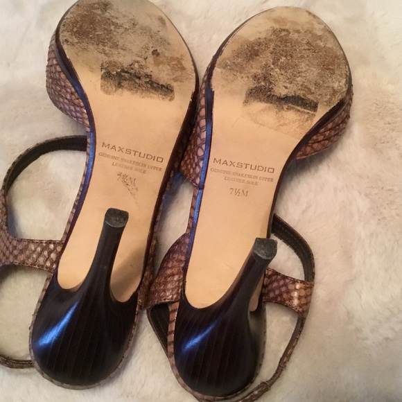 Max Studio Brown Snakeskin Slingback Heels 7.5 - Picture 9 of 9